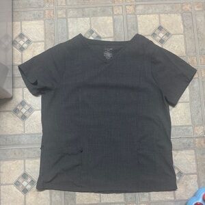 Cuddl Duds Dark Gray V-Neck Scrub Top